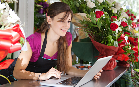 Woman looking at computer